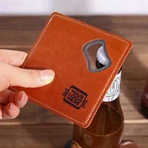 Leather Steel Bottle Opener Coaster Gift Set Drink