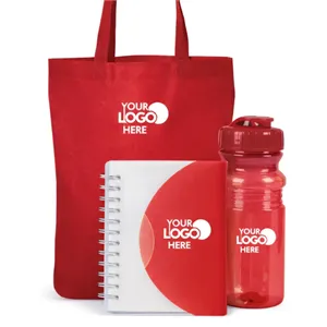 Custom Logo Branded Everyday Essentials Set /Tote, Notebook & Bottle