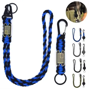 Custom Logo Retractable Paracord Lanyard With Heavy Duty Badge Reel