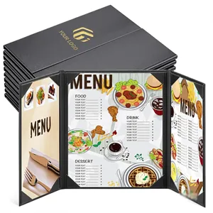 Restaurant bar folding PU leather menu covers holders