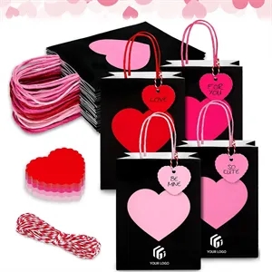 12pcs wedding Valentine's treat gift bags with heart tags