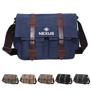 15.5" Vintage Canvas Messenger Bag Crossbody Satchel