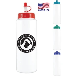 Bike Bottle USA made 32 oz plastic water-bottle with straw