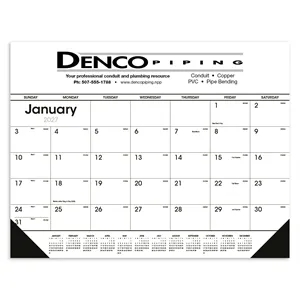 Triumph® Calendars Black & White Desk Pad with Vinyl Corners