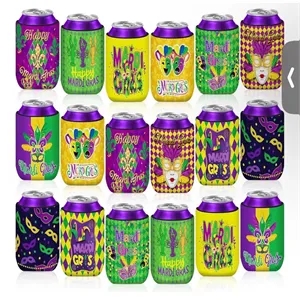 Custom Logo Drink Sleeves Koozies Mardi Gras Party Can Coolers