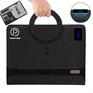Business portfolio binder with power bank wireless charger