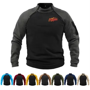 Custom Logo MOQ 10 Tactical Fleece Stand Collar Colorblock Hoodie