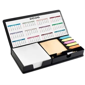 Leatherette Flip-Top Calendar Box with Pen
