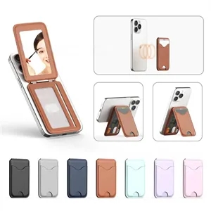 3-in-1 Magnetic Phone Card Holder with Mirror and Stand
