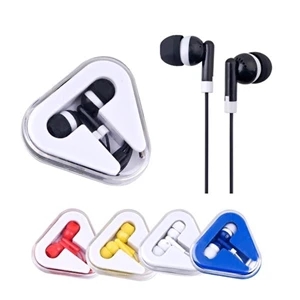 Earbuds in Triangle Case