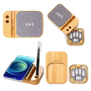 Custom Logo 15W Wireless Charger Desk Organizer with Cable Kit