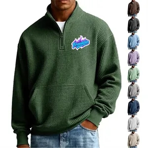 Custom Logo MOQ 10 Men's Heavyweight Solid Mock Neck Hoodie