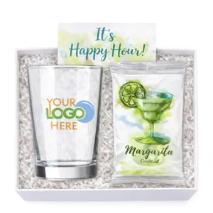 Happy Hour Margarita Gift Box with Custom Logo Glass