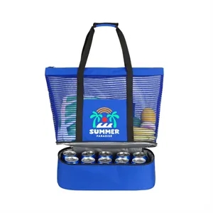 Custom Logo Lightweight Mesh Beach Cooler Tote Bag