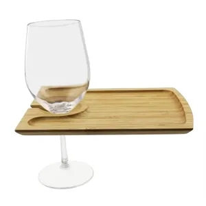 Hard Eco-friendly Bamboo Tray with Wine Glass Holder
