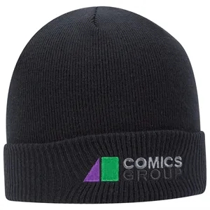 Custom Logo Ribbed Cuff Knit Beanie