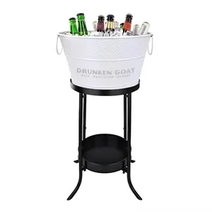 Galvanized Steel Beverage Tub with Iron Stand
