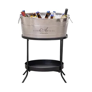 Galvanized Hammered Beverage Tub with Stand