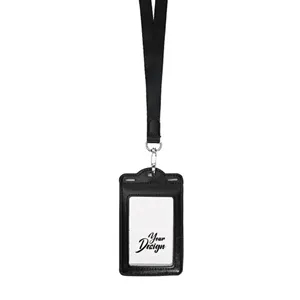 Leather ID Card Holder With Lanyard