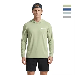 Custom Logo Unisex Lightweight Stretch Heather Hoodie / UPF 50+