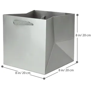 Silver Gray Gift Bag With Custom Logo