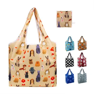 Custom Logo Foldable Nylon Grocery Tote with Full Color Sublimation