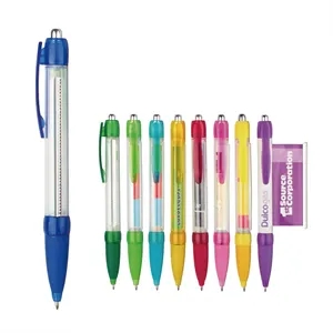 Custom Logo Adventising Plastic Push Ball Point Pen with Printed Paper R