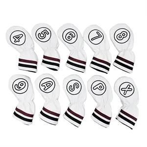 Custom Logo Golf Iron Head Covers Set - PU Leather, Elastic Fit