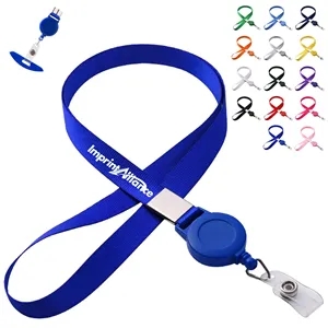 Custom Logo Retractable Flat Polyester Lanyard with Badge Reel