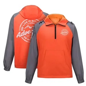 Custom Logo Custom Quarter Zip Hooded Jacket With Kangaroo Pocket