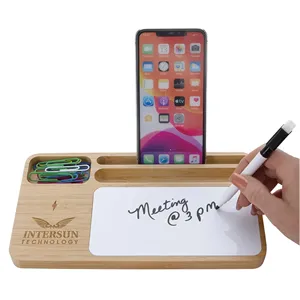 Custom Logo Bamboo 10W Wireless Charging Base with Dry Erase Board