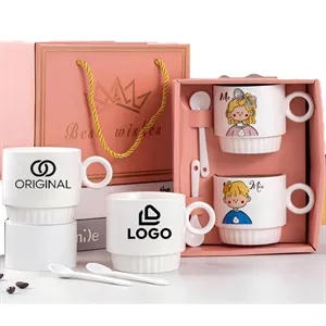 Couple  Mugs Set, His and Hers Matching Ceramic Coffee