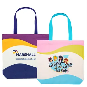 Custom Logo Full Color 10 oz Cotton Canvas Tote Bag 15"x15"x3"