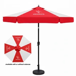 Custom Logo 9' Deluxe Heavy Duty Aluminum Market Umbrella w/ Crank Lift