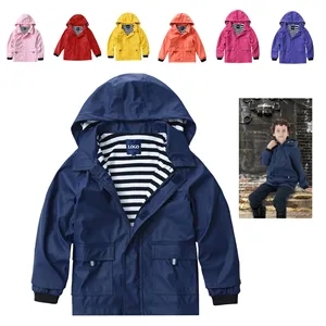 Custom Logo Boys And Girls Outdoor Camping PU Hooded Jacket