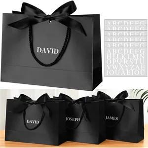 Bulk Personalized Black Groomsmen Gift Bags with Name Logo S