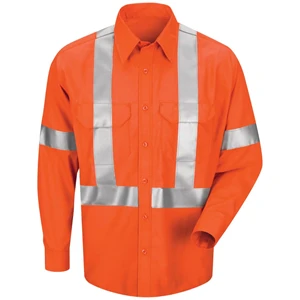 Red Kap Men's Long Sleeve Poplin Dress Shirt With CSA Com...