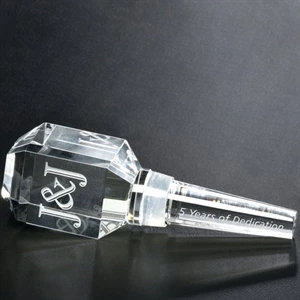 Clear Engraved Crystal Wine Stopper