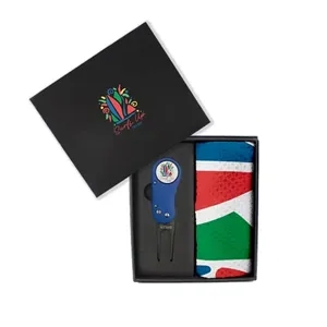 Custom Logo Golf Mini Presentation Box - Divot Tool & Towel