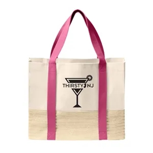 Custom Logo Port Authority® Straw Market Tote
