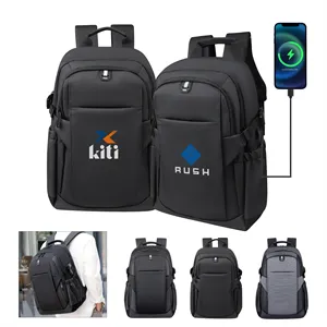 Custom Logo Waterproof Travel Laptop Backpack W/ Usb Charging Port