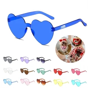 Custom Logo Heart Shaped Sunglass Translucent Sun Protection
