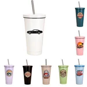 Custom Logo Custom Logo 750ml Insulated Coffee Tumbler with Straw