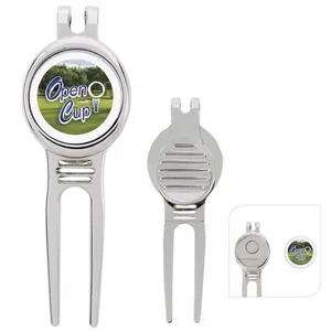 Divot Tool.Golfers.Silver.White