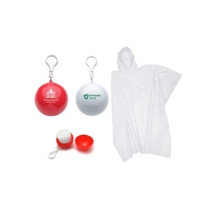 Portable Plastic Ball Disposable Raincoat With Keychain