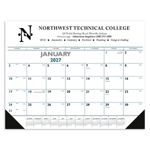 Triumph® Calendars Blue & Black Desk Pad with Vinyl Corners