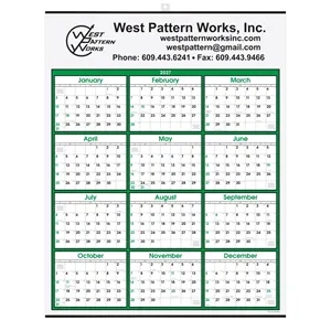 Green Year at a Glance Calendar with Top Ad Copy