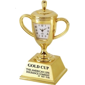 Gold Die Cast Trophy Cup Clock