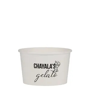 8 oz Food Container Paper White Tradition Print