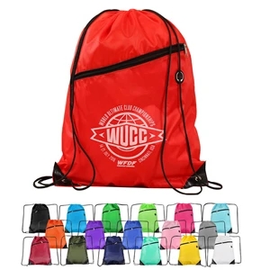 Custom Logo Drawstring Backpacks with Zipper Pocket